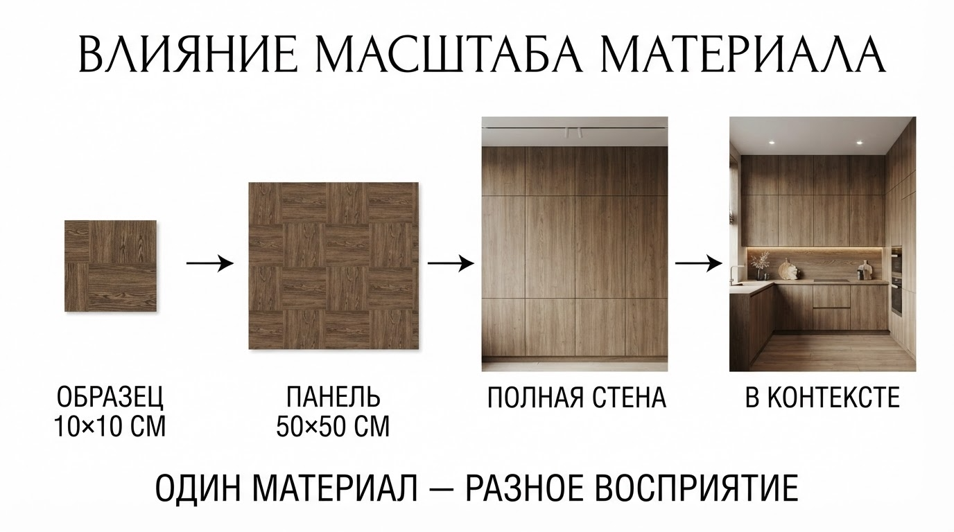 Композиция кухни и макета строится на похожих зрительных принципах